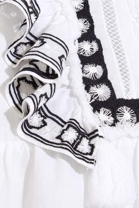Sea Ruffled Crochet-trimmed Cotton-voile Blouse - White