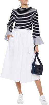 Clu Poplin-trimmed Striped Cotton-blend Jersey Top