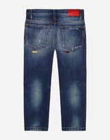 Thumbnail for your product : Dolce & Gabbana Regular-fit blue stretch jeans with top-stitching