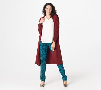 Women With Control Attitudes by Renee Petite Ruched Sleeve Open Front Cardigan