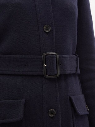 Saint Laurent Belted Wool-blend Jersey Coat - Navy - ShopStyle