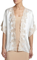 Thumbnail for your product : Josie Natori Lillian Lace-Trimmed Silk Wrap