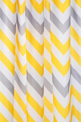 Croydex Chevron Textile Shower Curtain – Yellow, Grey and White