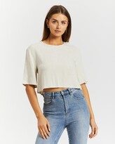 Thumbnail for your product : Atmos & Here Atmos&Here - Women's Neutrals Cropped tops - Hyam Linen Button Back Top - Size 16 at The Iconic