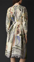 Thumbnail for your product : Burberry Floral Print Silk Linen Smock Dress