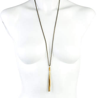 Brass & Sapphire Pendant Necklace "Obelisk"