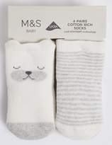 Thumbnail for your product : Marks and Spencer 4 Pairs of Bear Terry Baby Socks