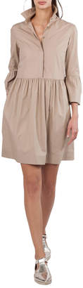 Akris Punto Button-Front Flared-Skirt Short Cotton Shirtdress