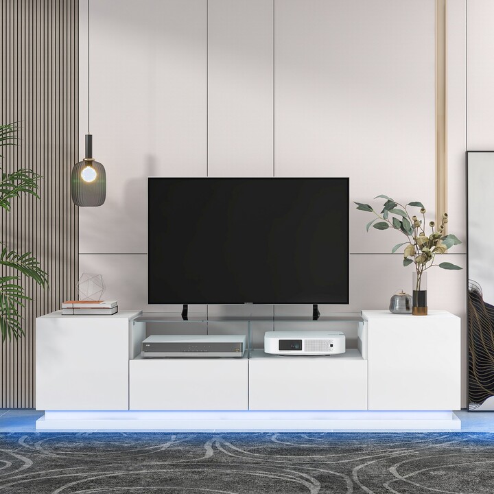 Modern Entertainment Center TV with Storage and LED Light