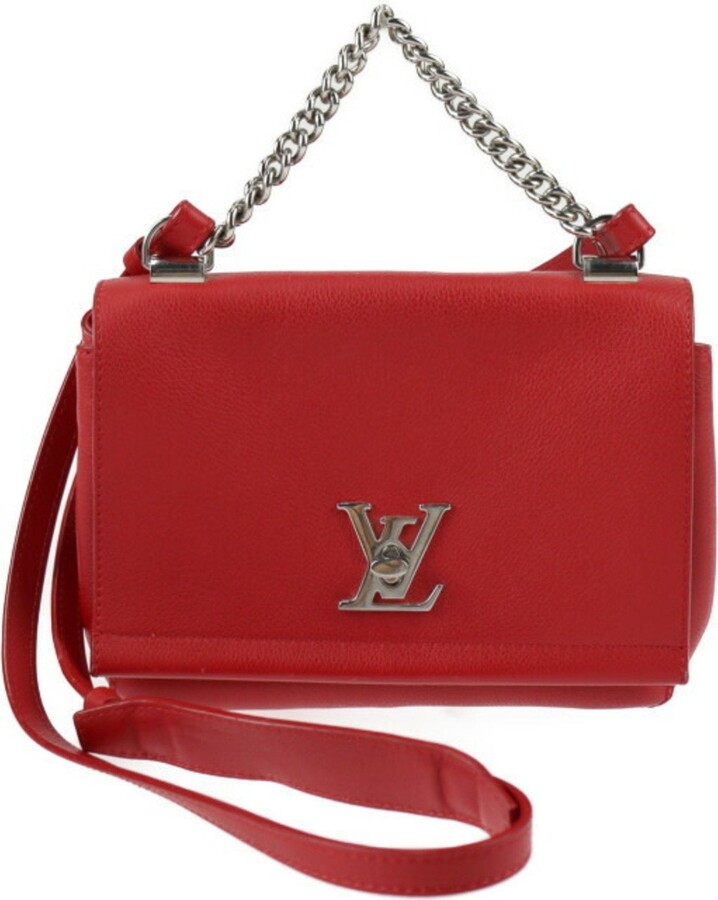 LOUIS VUITTON Navy and Red Lock Me Day Handbag // Comes with