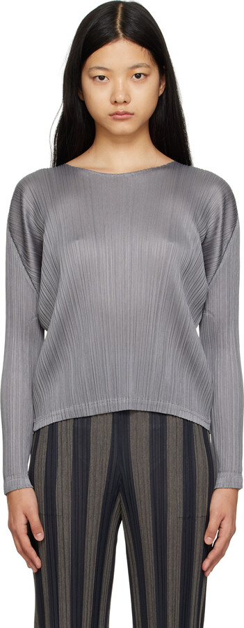 Pleats Please Issey Miyake Gray Monthly Colors December Long Sleeve T-Shirt  - ShopStyle