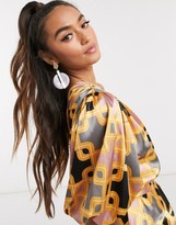 Thumbnail for your product : John Zack one shoulder mini dress in overscale chain print