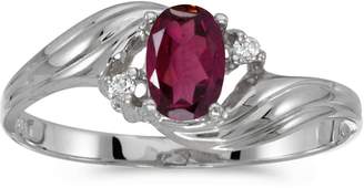 Direct-Jewelry 10k White Gold Oval Rhodolite Garnet And Diamond Ring (Size 8.5)