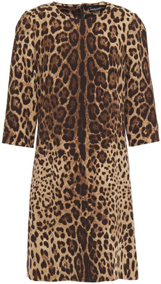 Dolce & Gabbana Leopard-print Wool-crepe Mini Dress