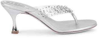 Rene Caovilla Crystal-Embellished PVC & Metallic Leather Thong Sandals Rene Caovilla Crystal-Embellished PVC & Metallic Leather Thong Sandals