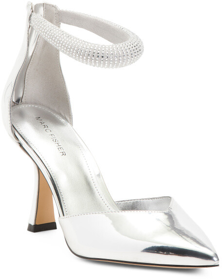 silver ankle wrap heels