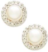 Thumbnail for your product : Fine Jewellery 10K Rhodium Plated White Gold Diamond And 4mm Freshwater Pearl Earrings