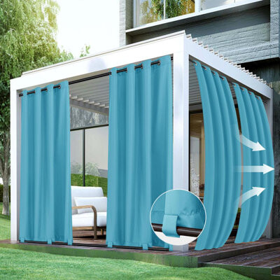 Patio Curtains Outdoor Waterproof Windproof Weatherproof Privacy Outside Curtains Grommet Top And Tab Bottom Drape For Gazebo Porch Pergola Caban