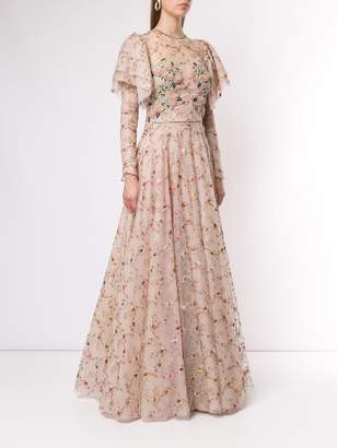 Costarellos embroidered tulle gown
