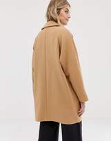 Thumbnail for your product : ASOS Design DESIGN crepe coat with buttons-Stone