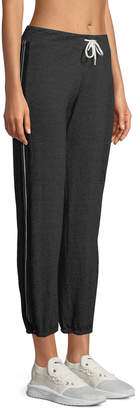 Monrow Heathered Drawstring Side-Stripe Sweatpants