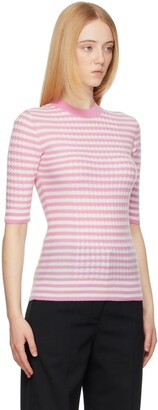 Ganni Pink & Off-White Cashmere Striped Sweater
