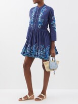 Thumbnail for your product : Juliet Dunn Floral-embroidered Cotton Mini Shirt Dress
