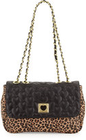 Thumbnail for your product : Betsey Johnson Be My Wonderful Pebbled Quilted Faux-Leather Shoulder Bag, Leopard/Black