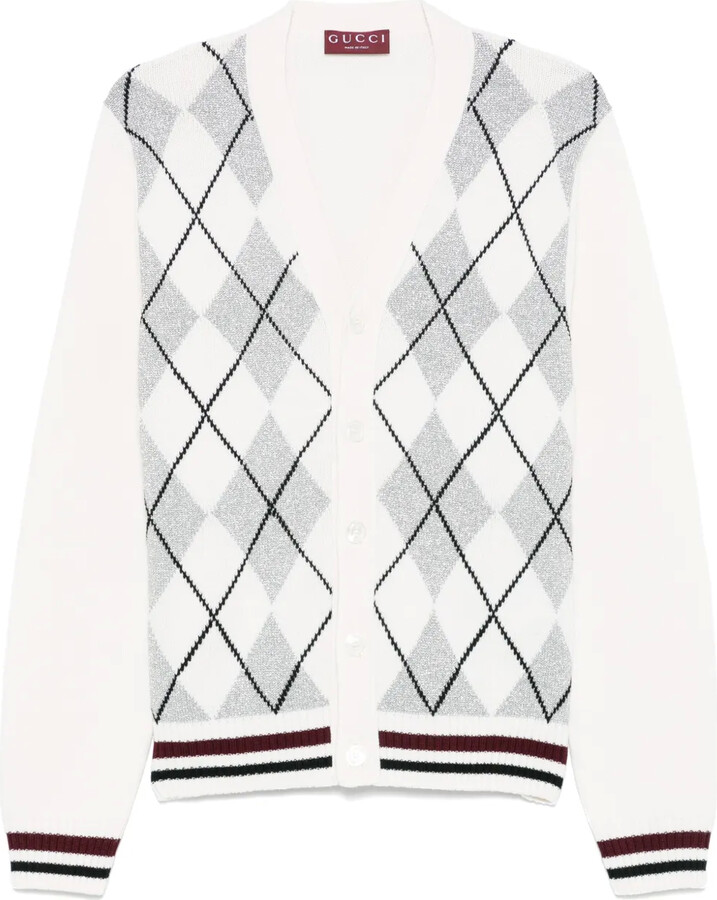 Gucci Argyle-Intarsia Wool Cardigan