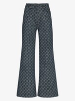 Thumbnail for your product : Gucci Blue Monogram Flared Jeans
