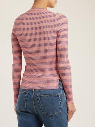 Acne Studios Rutmar Striped Cotton Blend Sweater - Womens - Pink Multi
