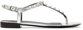 Thumbnail for your product : Balenciaga Metallic Studded Leather Sandals - Silver