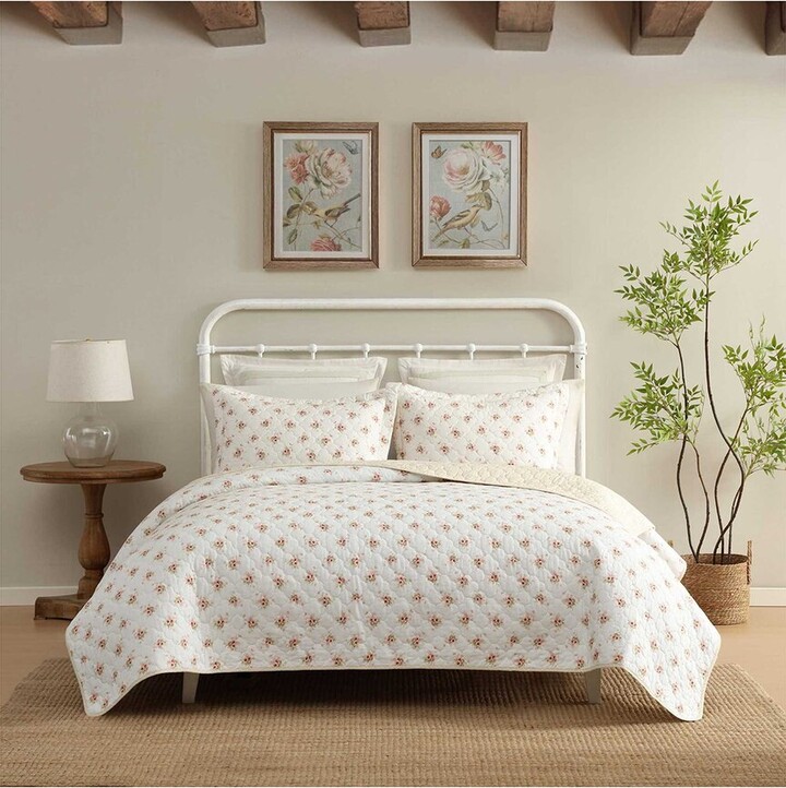 Laura Ashley Dorrie 100% Printed Cotton Quilt Set