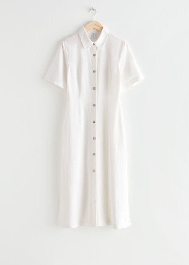 And other stories Shell Button Shirt Midi Dress ShopStyle