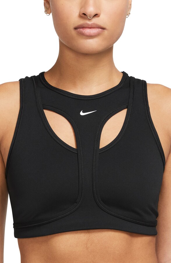 Nike Women's Swoosh Icon Clash Medium-Support 1-Piece Pad V-Neck Sports Bra  - ShopStyle
