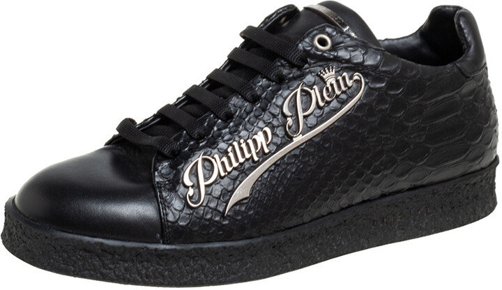 Philipp Plein Black Python Embossed Leather Low Top Sneakers Size 39 -  ShopStyle Trainers & Athletic Shoes