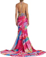 Thumbnail for your product : Christopher John Rogers Watercolor Deep V-Neck Bias Gown