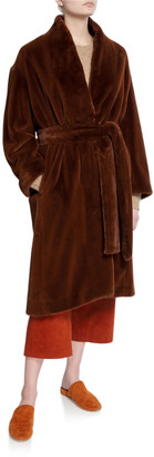 Vince Long Faux Fur Belted Coat