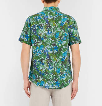 Onia Jack Button-Down Collar Printed Linen-Blend Shirt