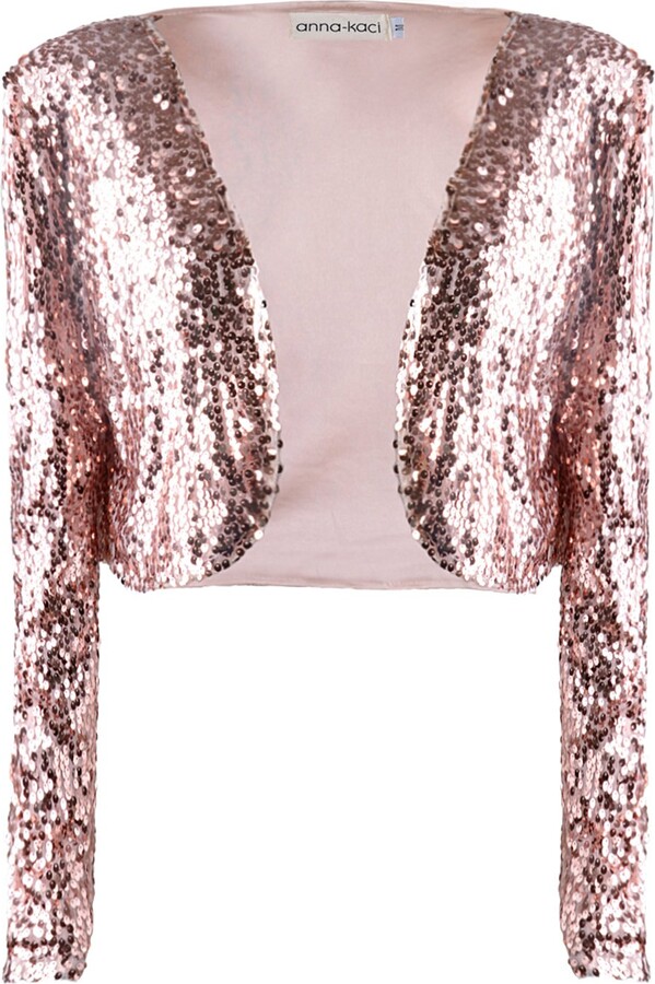 gold sequin crop jacket