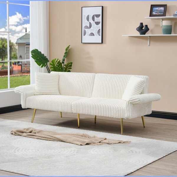 VASIP79inchcorduroysofabedfoldabledoublesofabedwithfoldingarmrestssuitableforlivingroomsandsmallspaces