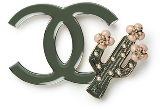Chanel Vintage Green Enamel CC Cactus Logo Brooch - ShopStyle Pins