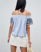 Thumbnail for your product : Pepe Jeans Paola Off Shoulder Embroidered Top