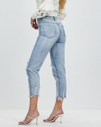 Glamorous Women's Blue Crop - Skinny Leg Mom Jeans - Size 10 at The Iconic