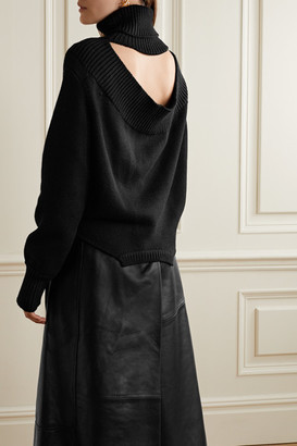 Monse Upside Down Oversized Cutout Merino Wool Turtleneck Sweater - Black