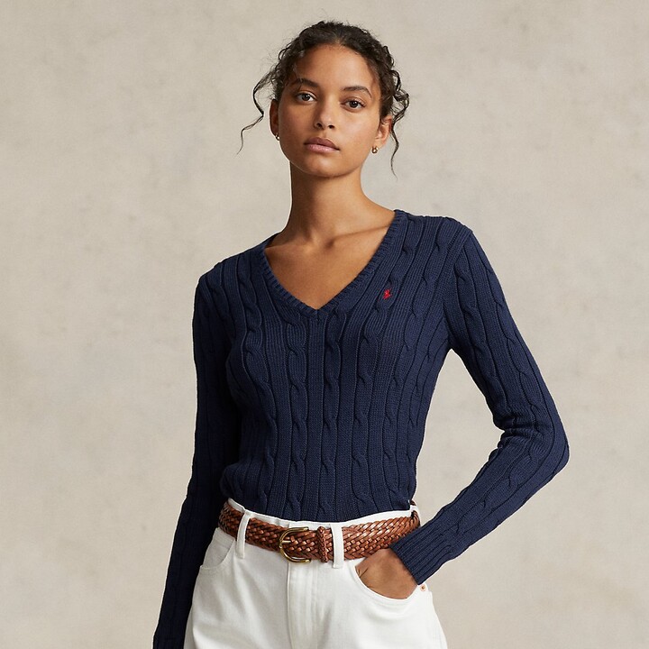 Ralph Lauren Women's Blue V-Neck Sweaters | ShopStyle