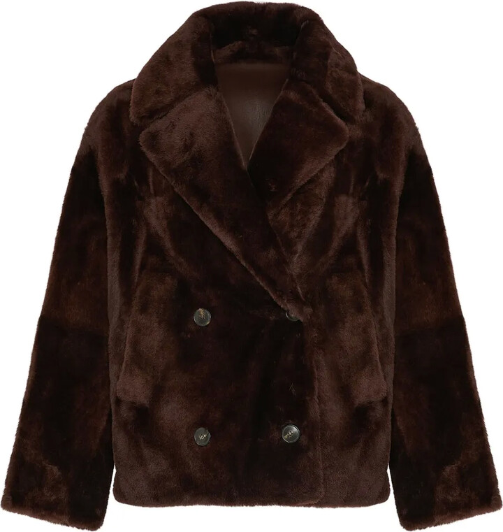 Yves Salomon Double-Breasted Shearling Jacket