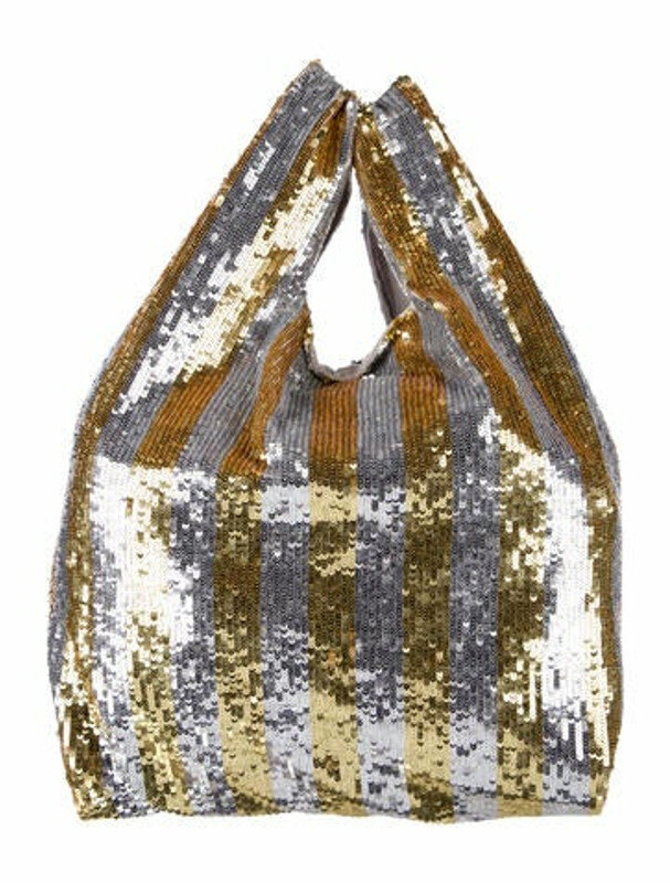 Gold Tote Beaded Sequin Luxe Save the Planet statement Bag
