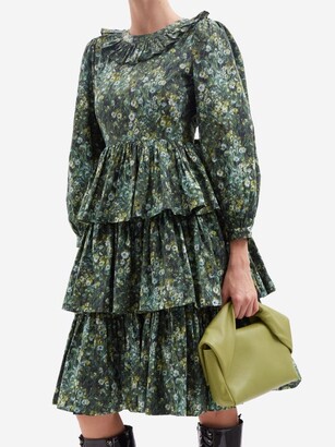 Batsheva X Laura Ashley Welsh Floral-print Cotton Dress - Green Multi