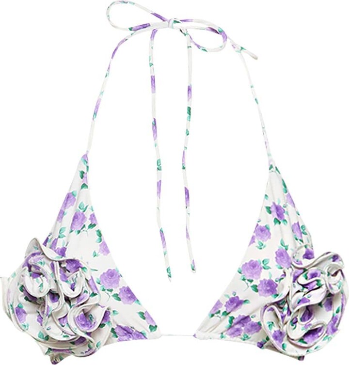 Magda Butrym Printed 3D flower triangle bikini top - ShopStyle Two ...